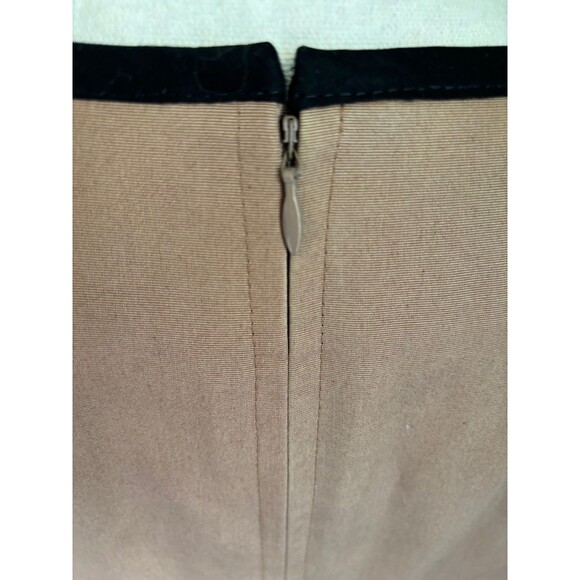 Boutique by Jaeger Brown Fit and Flare Dress with Pleats. Tan/Black Trim Sz 10 - Picture 5 of 6